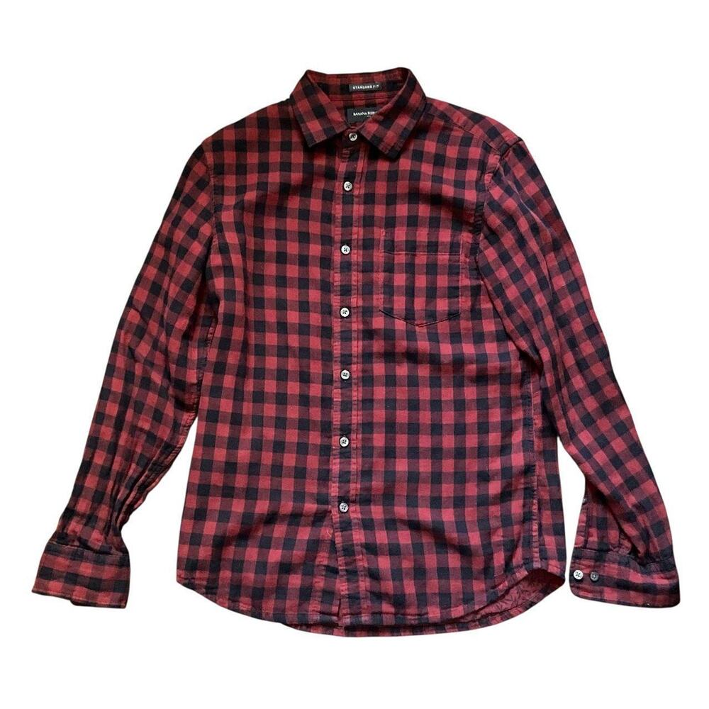Banana Republic Red and Black Checked Flannel: Y2K, 2000s